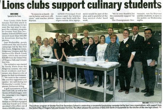 Lions Club Support Culinary Students