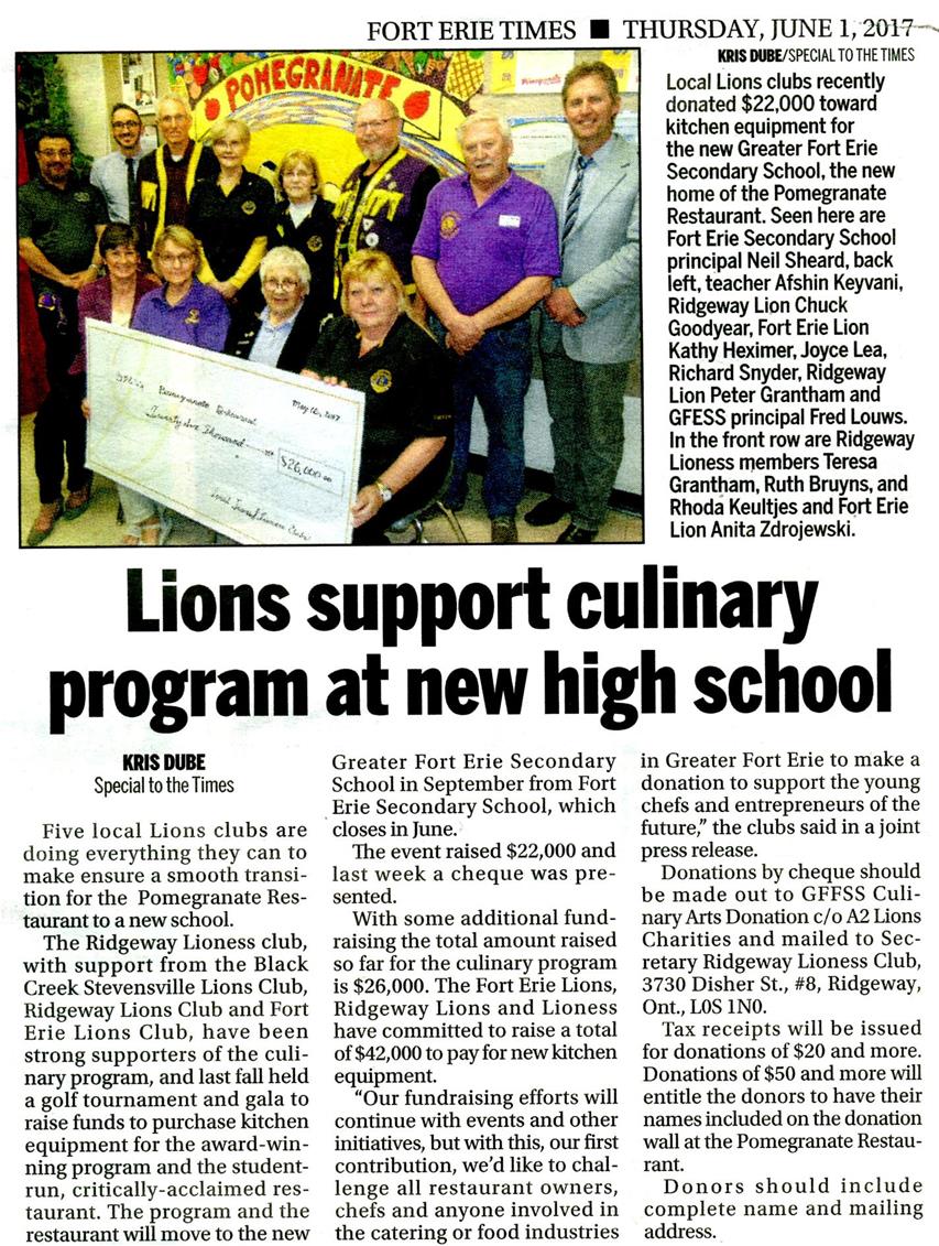 Lions Support Culinary