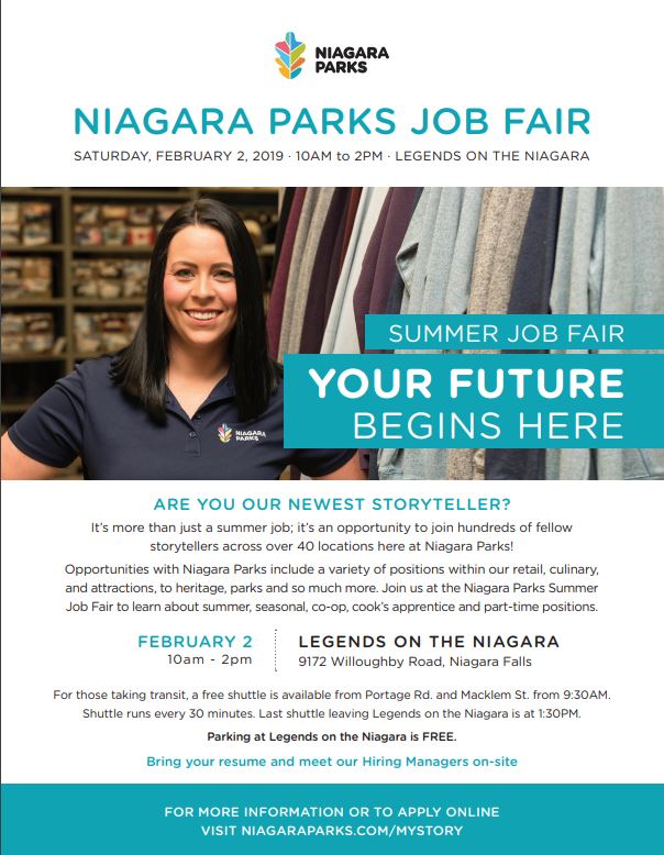 Niagara Parks Job Fair Feb 2, 2019